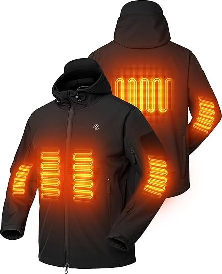 Heated Jacket for Men Soft Shell Heating Hood Jacket ANTARCTICA GEAR Winter Coat For Hunting Camping Climbing Doba